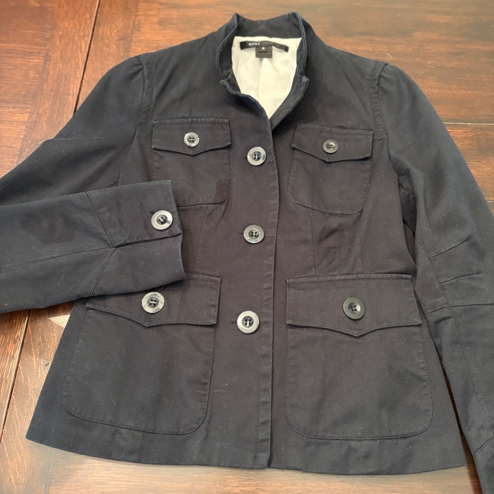 Women's Vintage Marc Jacobs Black Cotton Canvas Utility Jacket